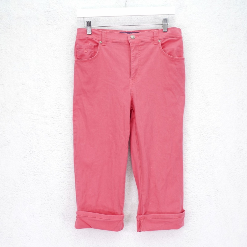 Gloria Vanderbilt Denim Jeans Pink Capri Rolled Up Petite -8P 30 / 18- High Rise